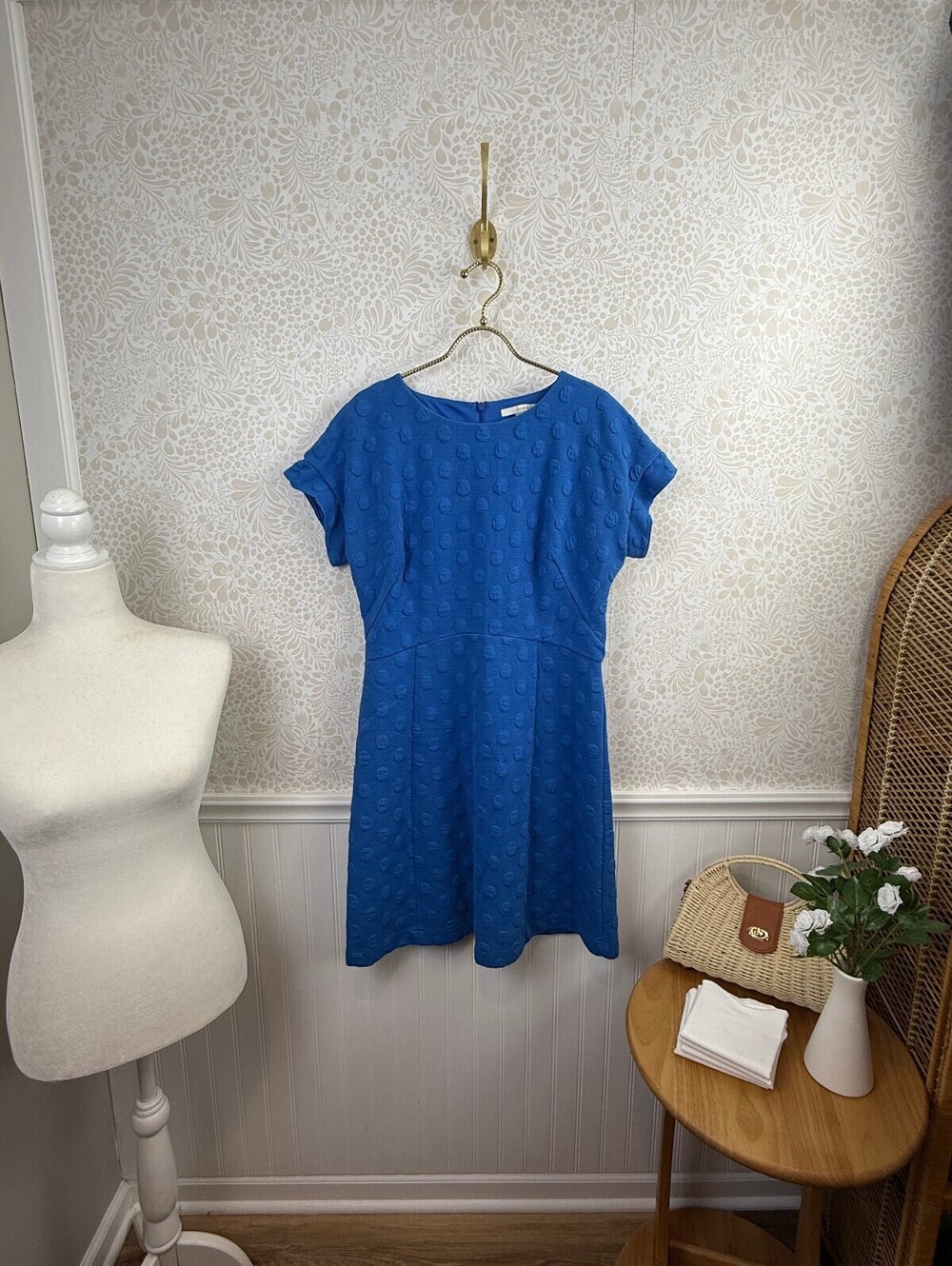 Boden Royal Blue Textured Midi Dress
